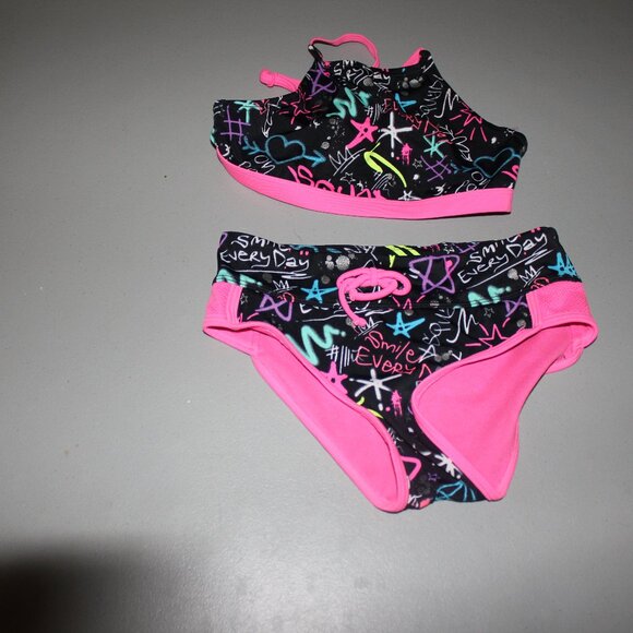 Multi Color 2 Pcs Justice Bikini Swimsuit Size 8 - Picture 1 of 11